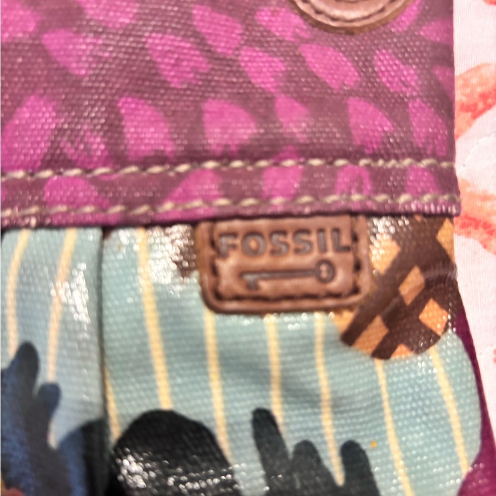 Fossil Multicolor Crossbody Bag with Purple and Brown Accents - Picture 3 of 15